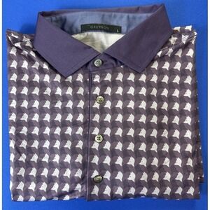 Greyson Golf Shirt Polo Wolf Whisperer Print AOP Mens L Purple Fig Wicking